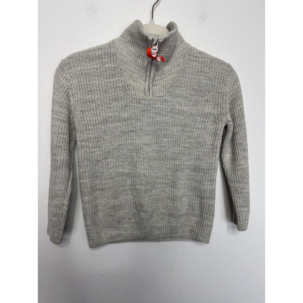 H&M Kids 5T Half Zip Cable Knit Sweater Gray Mock Neck Long Sleeve Cotton